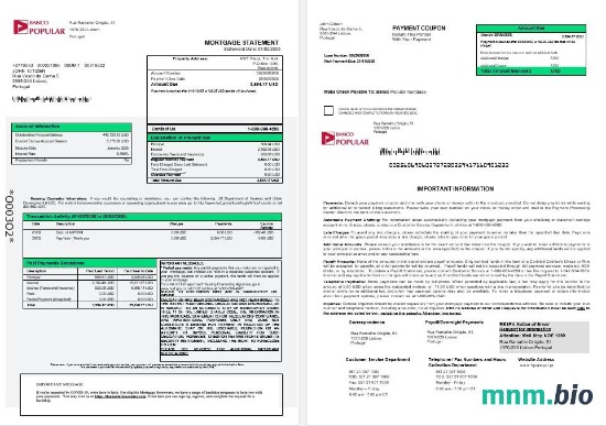 Portugalia Banco Popular wyciąg z kredytu hipotecznego w formatach Word i PDF 1-2